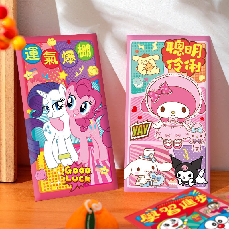 Red Packet Kids Cartoon Crayons Featuring Kuromi Little Pony Polly - Vibrant Smooth Colors for Creative Artistic Expression in 9x16.5x0.2 cm - Image 2