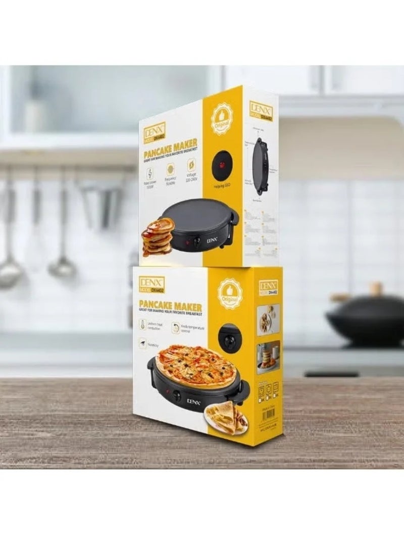 Dinex Electric crepe and pancake maker with electric grill, 30cm diameter, non-stick heating plate with variable temperature settings, black, for dosa, omelets, Eid crepes, and pancakes. - Image 1