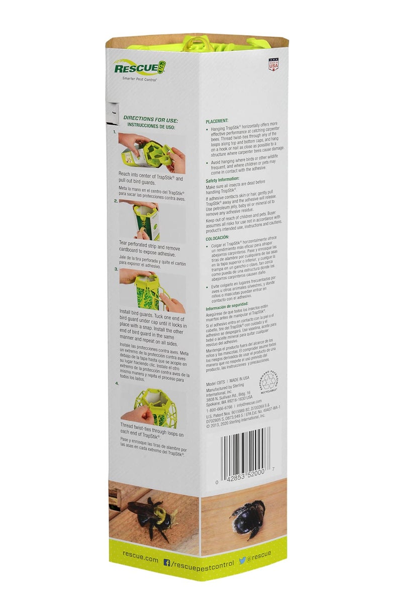 Rescue! Carpenter Bee TrapStik â€“ Also Works on Wasps, Mud Daubers - 2 Traps - Image 2