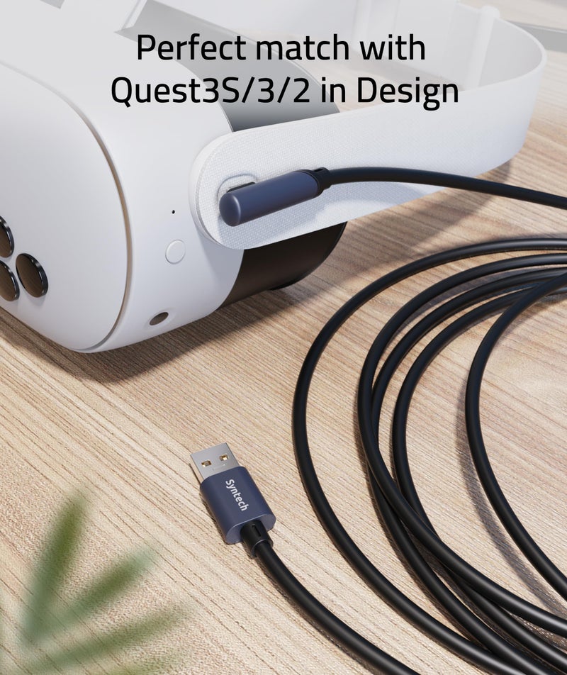 Syntech Link Cable 20 FT Compatible with Oculus/Meta Quest 3/Meta Quest 3S, Quest2/Pro/Pico 4/Ultra Accessories and PC/SteamVR, High Speed PC Data Transfer, USB 3.0 to USB Cable for VR Headset, Black - Image 3