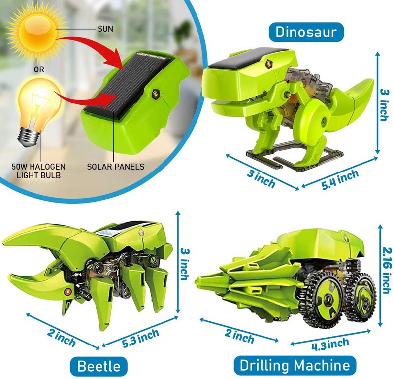 Dinonano STEM Solar Robot Toys for Kids - 3 in 1 Building Games Educational Science Coding Engineering Kit for Boys Girls Ages 5 6 7 8-12 STEM Toys Dinosaur Gift School Family Creative Activities - Image 4