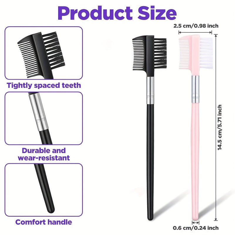 4PCS Black And Pink Eye Lash Brushes Separator Dual Head Eyebrow Comb For Women Grooming Shaping Brow Eliminating Mascara Clumps Separating Lashes Eyelashes Extension - Image 4