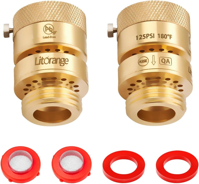 LitOrange 2 Pack 1-1/16" Fine Thread (Female) Lead-Free Self-Draining Vacuum Breaker, PK 1390 Replacement Hose Bib Backflow Preventer with washers and Sealing Tape for Garden & indoor Spigot - Image 1