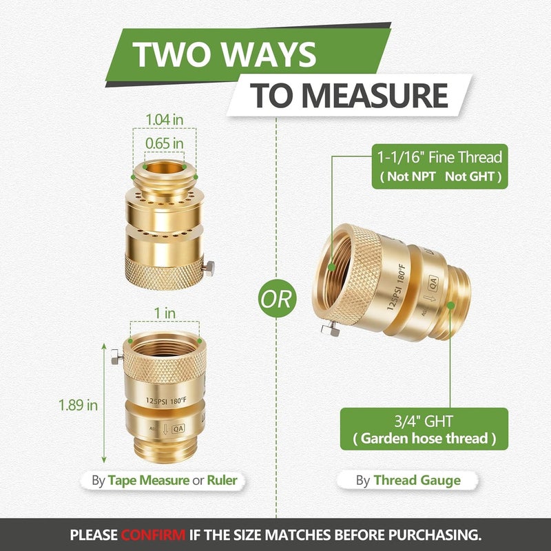 LitOrange 2 Pack 1-1/16" Fine Thread (Female) Lead-Free Self-Draining Vacuum Breaker, PK 1390 Replacement Hose Bib Backflow Preventer with washers and Sealing Tape for Garden & indoor Spigot - Image 2
