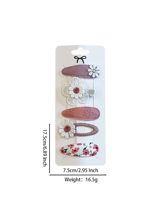 Goolsky Adorable Floral 5pcs Set Nylon Clips - Cute Bunny Princess Style Hairpins for 3-14 Years - All-Season Festive Side Bang Accessories for Parties - Image 2