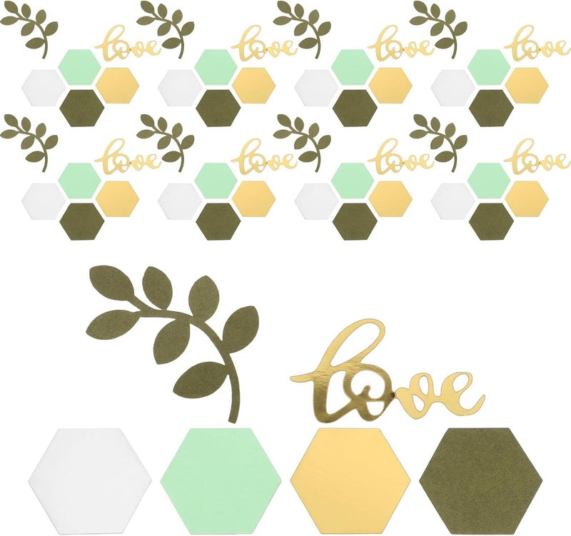 500pcs Green Leaf Shower Table Confetti Love Letters, Colorful Party Decoration for Birthday Centerpieces and Wedding Shower Decor - Image 1
