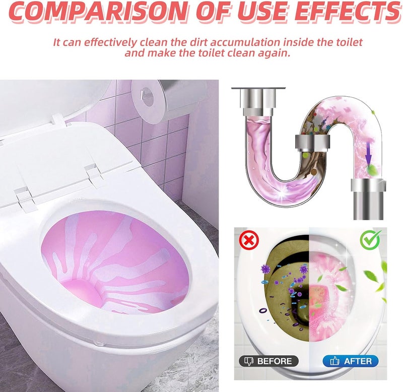 YOOJ® 12 Pcs Toilet Bowl Cleaner Tablets, Pink Automatic Toilet Chlorine Tablets for Deodorizing, Descaling, Against Tough Stains, Long-Lasting Toilets Tank Cleaner - Image 4