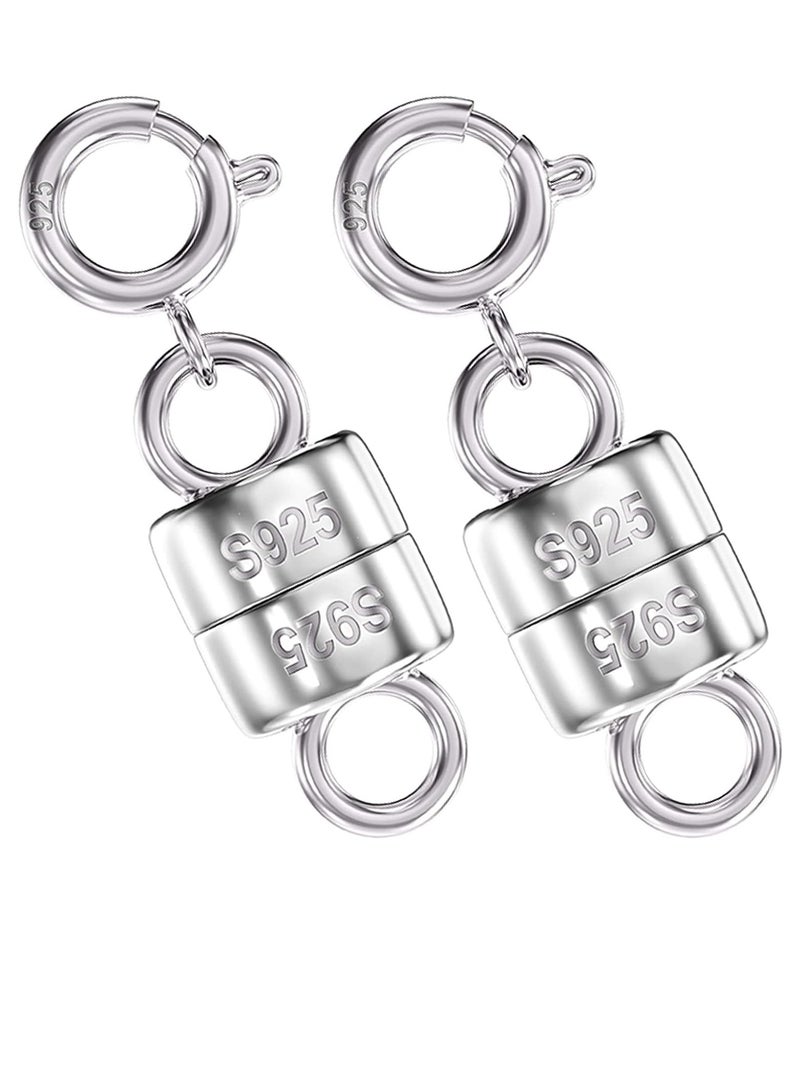Bukela 925 Sterling Silver Magnetic Necklace Clasps and Closures,Gold and Silver Magnetic Clasp Converter for Jewelry Making Supplies,Chain Extender Connector for Small Necklace Bracelet  - Image 1