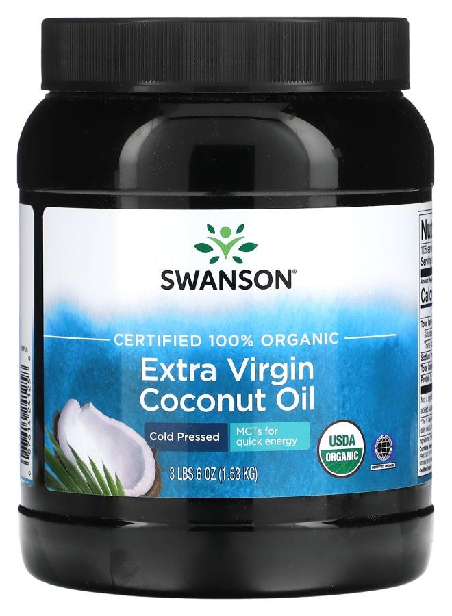 SWANSON Certified 100% Organic Extra Virgin Coconut Oil 3 lbs 6 oz (1.53 kg)