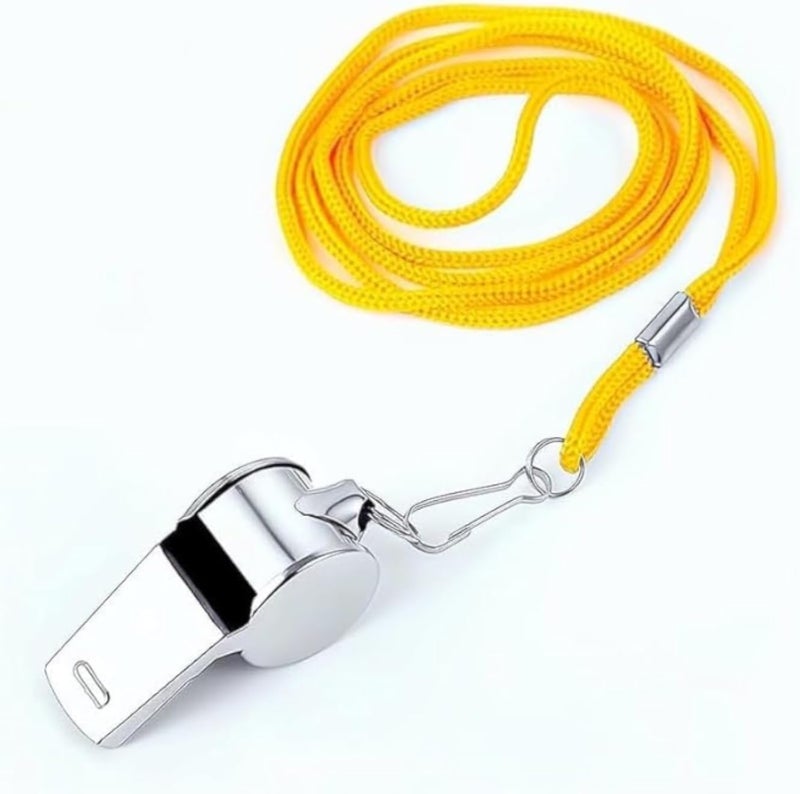 Metal Referee Whistle for Football Coaches, Sports Games, Referees, Loud and Clear Sound Perfect for Outdoor Use Includes Hanging Rope and Storage Box