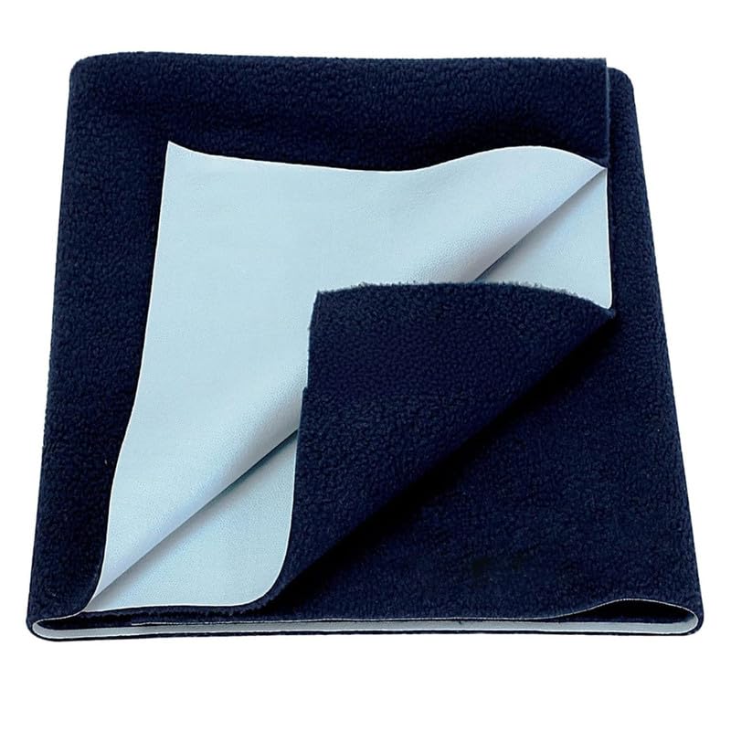 DAGDIYA Baby Dry Sheet Anti-Piling Fleece Extra Absorbent Quick Dry Sheet for New Born Babies Waterproof for Toddler Infant, Reusable (Medium 100x70 cm) (Medium, Dark Blue) - Image 1