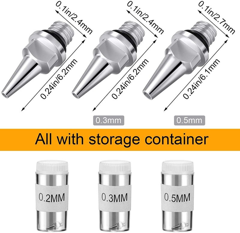 HUBEST 10 pcs Replacement Parts Kit with 0.2/0.3/0.5 mm Airbrush Nozzle ,Airbrush Needle,Airbrush Nozzle Cap,Airbrush Tips Mini Wrench for Airbrush Spray Gun Accessories - Image 2