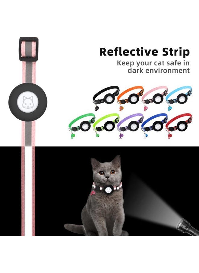 SimpleThings - Airtag Cat Collar, Air tag Cat Collar with Bell and Safety Buckle in 3/8" Width, Reflective Collar with Waterproof Airtag Holder Compatible with Apple Airtag for Cat Dog Kitten Puppy (Pink) - Image 1