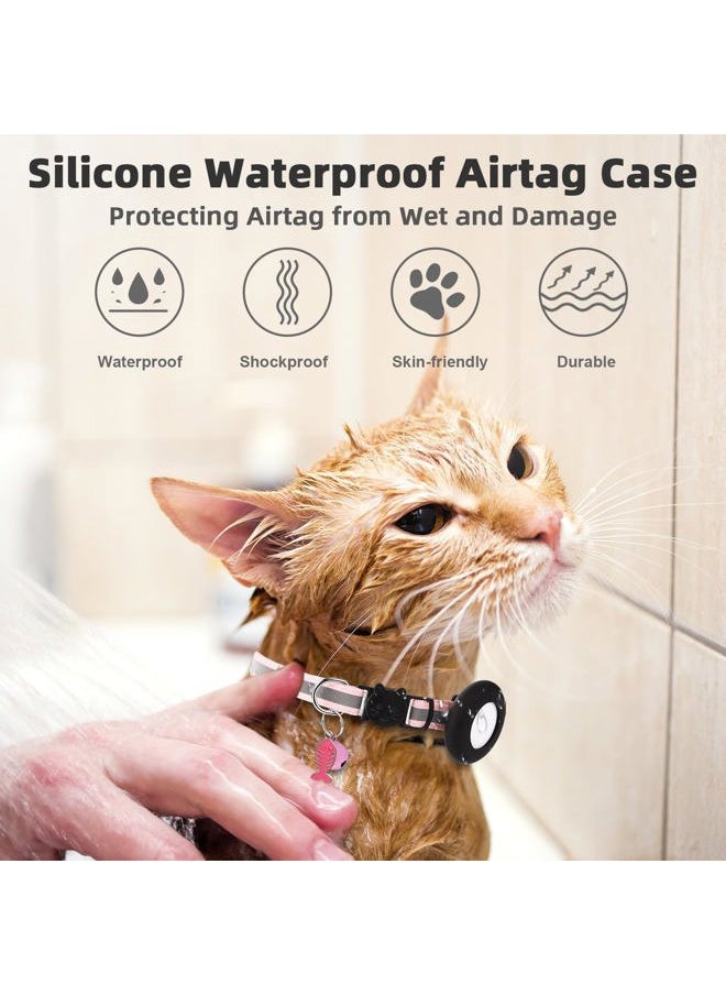 SimpleThings - Airtag Cat Collar, Air tag Cat Collar with Bell and Safety Buckle in 3/8" Width, Reflective Collar with Waterproof Airtag Holder Compatible with Apple Airtag for Cat Dog Kitten Puppy (Pink) - Image 1