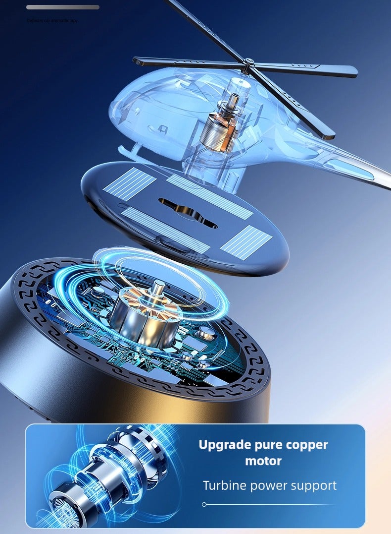 Car Air Fresher, Diffuser Car Air Freshener, Solar Energy Rotating Helicopter, Car Interior Decoration Accessories（Gold） - Image 2