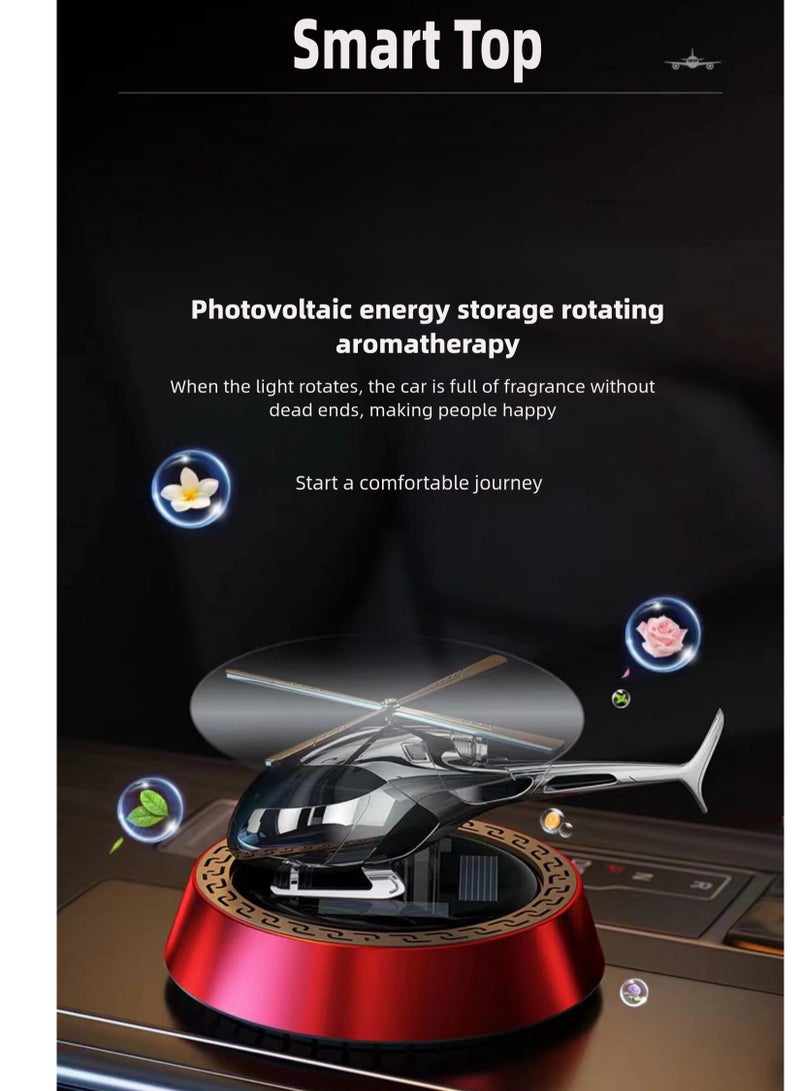 Car Air Fresher, Diffuser Car Air Freshener, Solar Energy Rotating Helicopter, Car Interior Decoration Accessories（Gold） - Image 3