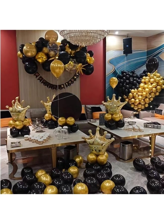 Dingo 200 Pcs Black and Gold 5 Inch Balloons Metallic Chrome Gold Black Latex Thicken Small Balloon for Wedding Birthday Graduation Baby Shower Christmas Halloween Valentine’s Day Party Decorations - Image 2