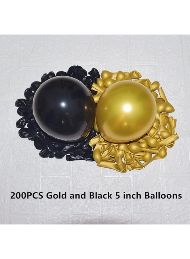 Dingo 200 Pcs Black and Gold 5 Inch Balloons Metallic Chrome Gold Black Latex Thicken Small Balloon for Wedding Birthday Graduation Baby Shower Christmas Halloween Valentine’s Day Party Decorations - Image 4