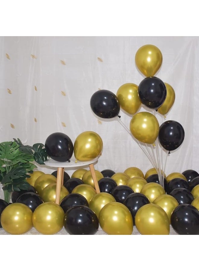 Dingo 200 Pcs Black and Gold 5 Inch Balloons Metallic Chrome Gold Black Latex Thicken Small Balloon for Wedding Birthday Graduation Baby Shower Christmas Halloween Valentine’s Day Party Decorations - Image 5