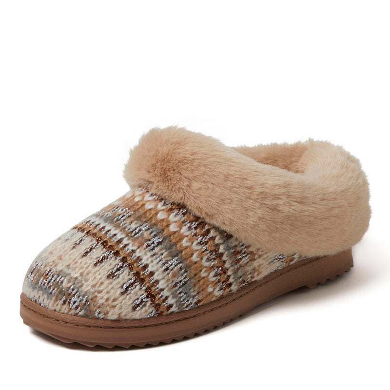Dearfoams Women's Hannah Chenille Knit Clog Slipper- Oprah's Favorite Things 2024, Latte, 7-8