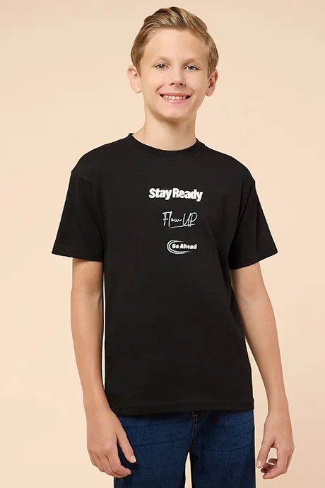 R&B Printed T-Shirt with Crew Neck and Short Sleeves