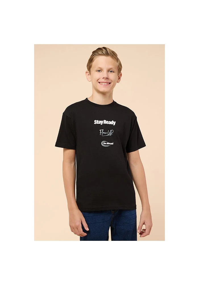 أر أند بي Printed T-Shirt with Crew Neck and Short Sleeves