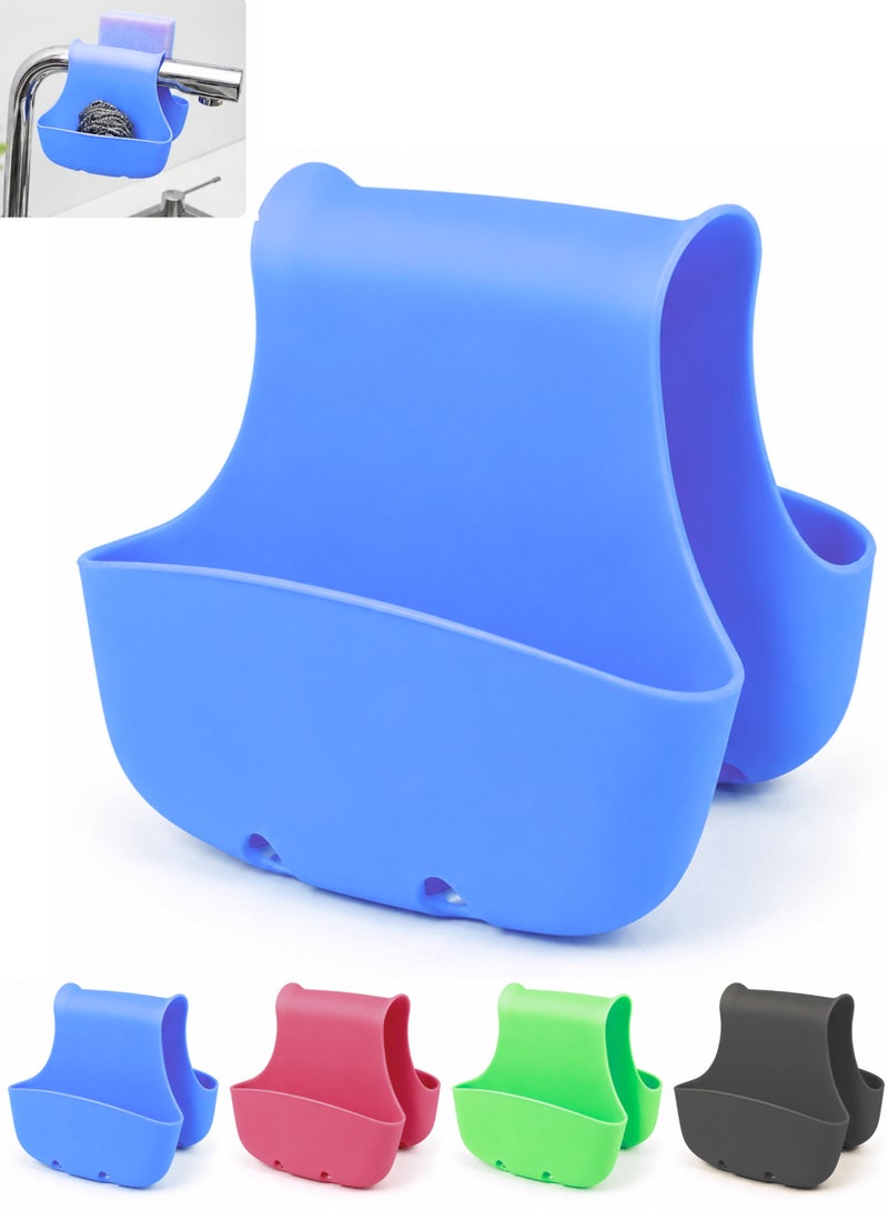 MOMENT Silicone Sink Caddy, Double-Sided Hanging Saddle Sponge & Soap Holder with Drain Holes for Kitchen Sink and Bathroom | Pink - Image 1