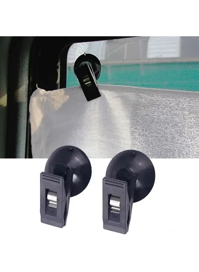 Car Window Clip Mount White Suction Cap Plastic Removable Holder For Sunshade Curtain Towel Ticket - Image 1