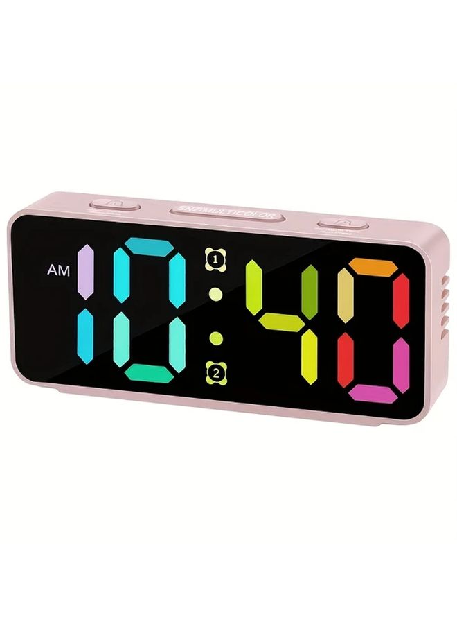 White Digital Alarm Clock with 15 Color Display Modes Dual Alarms Adjustable Brightness - Image 5