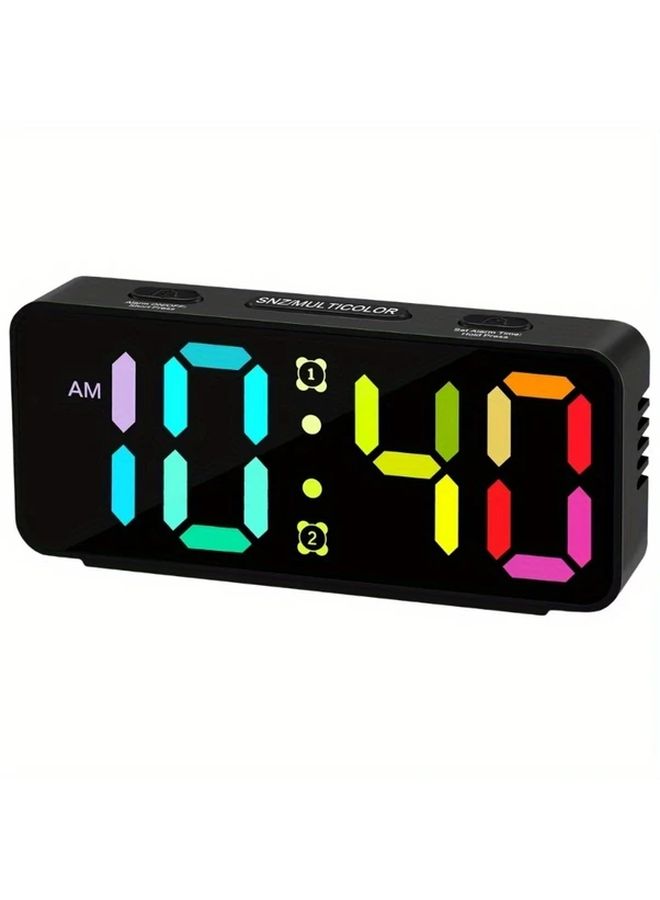 White Digital Alarm Clock with 15 Color Display Modes Dual Alarms Adjustable Brightness - Image 3