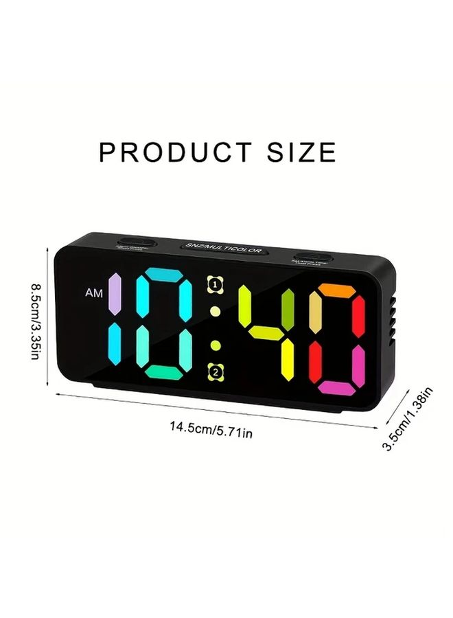 White Digital Alarm Clock with 15 Color Display Modes Dual Alarms Adjustable Brightness - Image 2