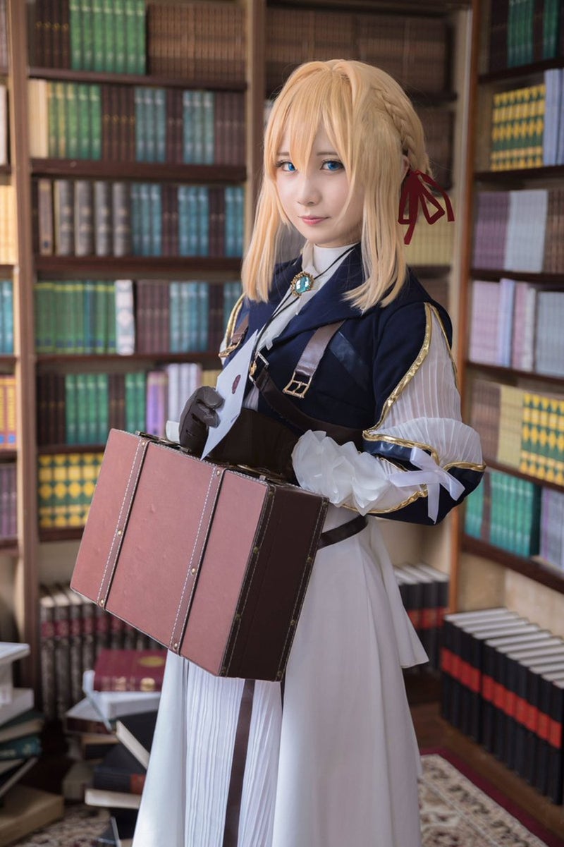 Nuoqi Violet Evergarden Cosplay Costume Nuoqi Womens Anime Uniforms Suit Dark Blue White GC371A-XL - Image 5