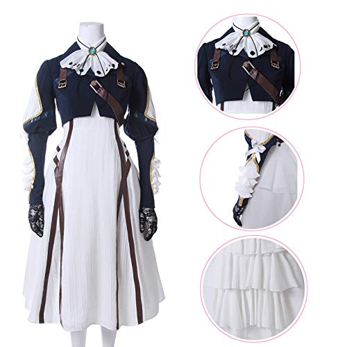 Nuoqi Violet Evergarden Cosplay Costume Nuoqi Womens Anime Uniforms Suit Dark Blue White GC371A-XL - Image 3