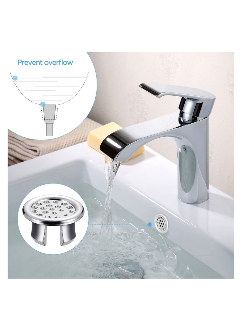 Generic - Sink Overflow Ring, Kitchen Bathroom Sink Hole Round Overflow Cover Basin Trim Overflow Drain Cap Cover Insert in Hole Spares, 30mm Silver (4 Pieces Mesh-Type) - Image 1