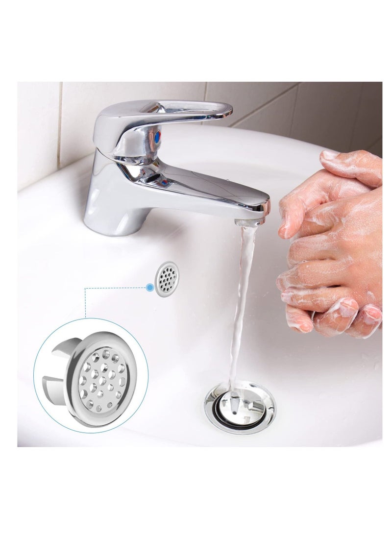 Generic - Sink Overflow Ring, Kitchen Bathroom Sink Hole Round Overflow Cover Basin Trim Overflow Drain Cap Cover Insert in Hole Spares, 30mm Silver (4 Pieces Mesh-Type) - Image 1