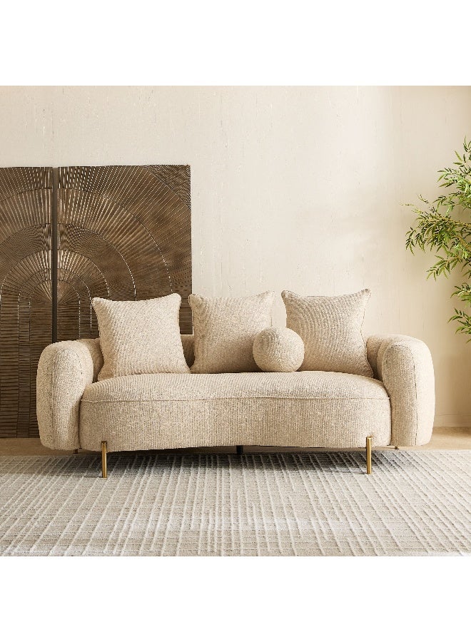 Home Box أريكة قماشية بيج 3 مقاعد لغرفة المعيشة - Image 1