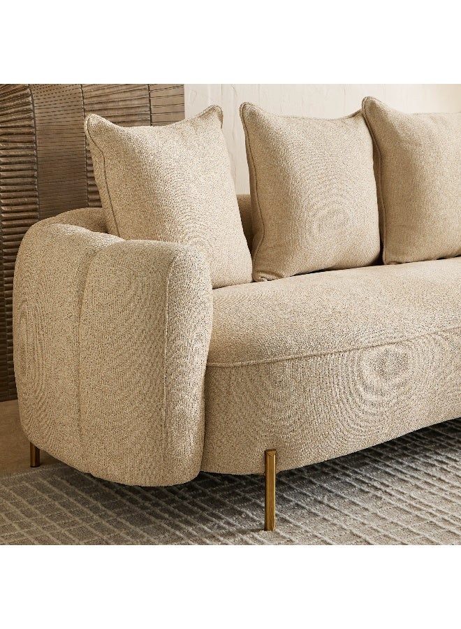 Home Box أريكة قماشية بيج 3 مقاعد لغرفة المعيشة - Image 5