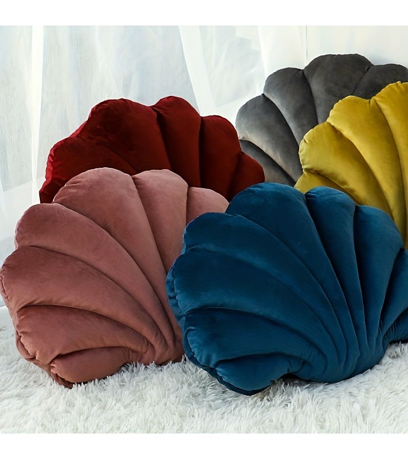 Silvery Gray Seashell Cushion Pillow For Sofa Bedroom Car Home Decorative - Image 5