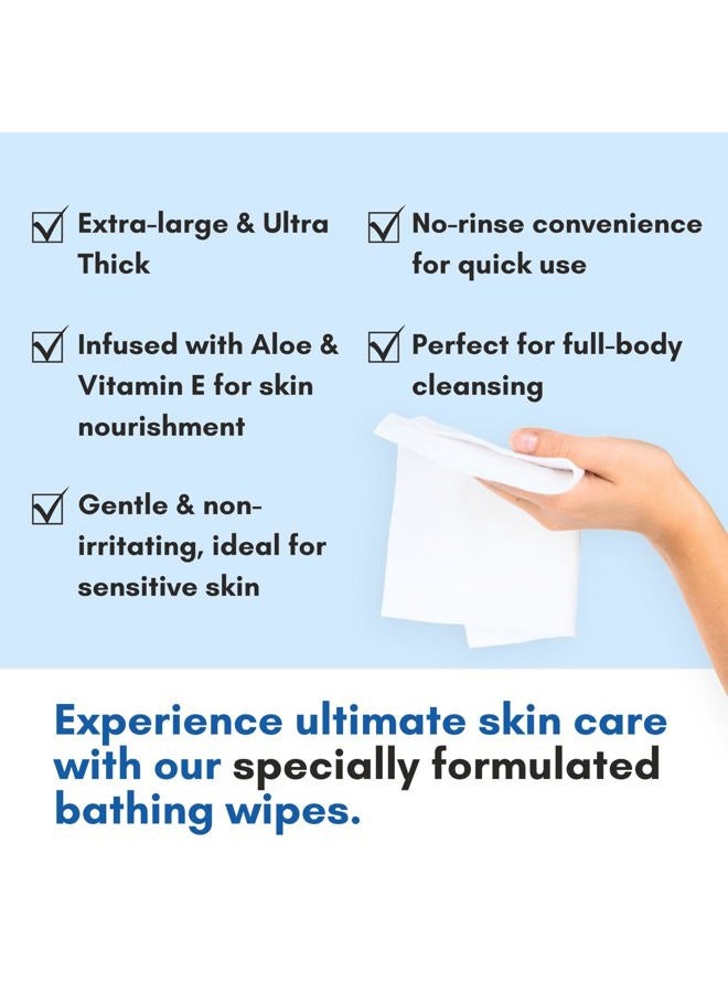 Nurture Valley Nurture Rinse Free Bathing Wipes for Adults w/Aloe Individually Wrapped | Waterless Cleansing for Sensitive Skin | Disposable Adult Body Bath Wet Wipe | for Disabled Bedridden Elderly Home Care 40 Ct - Image 5