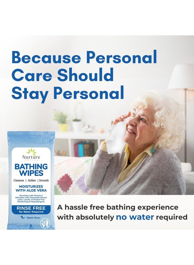 Nurture Valley Nurture Rinse Free Bathing Wipes for Adults w/Aloe Individually Wrapped | Waterless Cleansing for Sensitive Skin | Disposable Adult Body Bath Wet Wipe | for Disabled Bedridden Elderly Home Care 40 Ct - Image 2