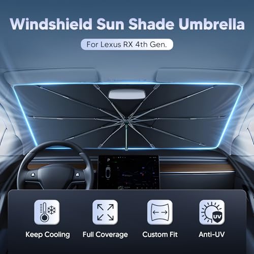 Autorder Windshield Sun Shade Umbrella for 2016-2022 Lexus RX Accessories,Upgraded Ice Crystal Material,Easy Setup Umbrella Sunshade for Car Windshield,100% Sun Blocking - Image 2