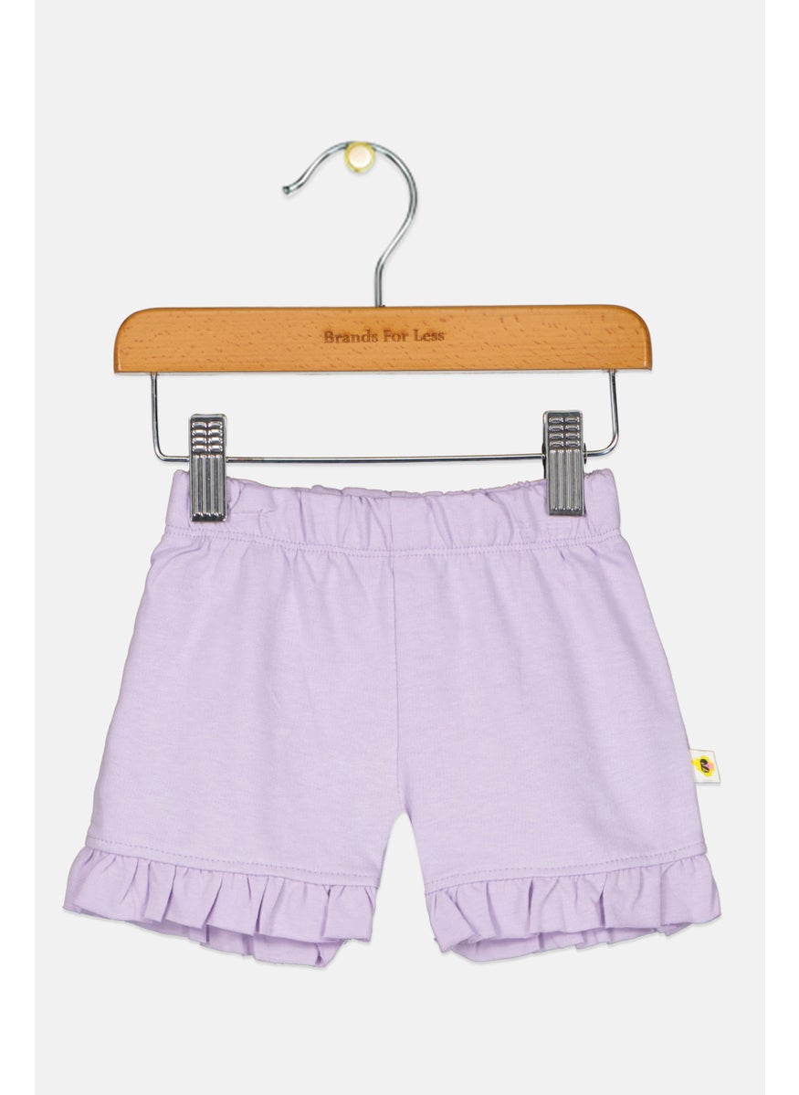 Cheekee Munkee - Toddlers Girl Plain Pull On Shorts, Lavender - Image 1