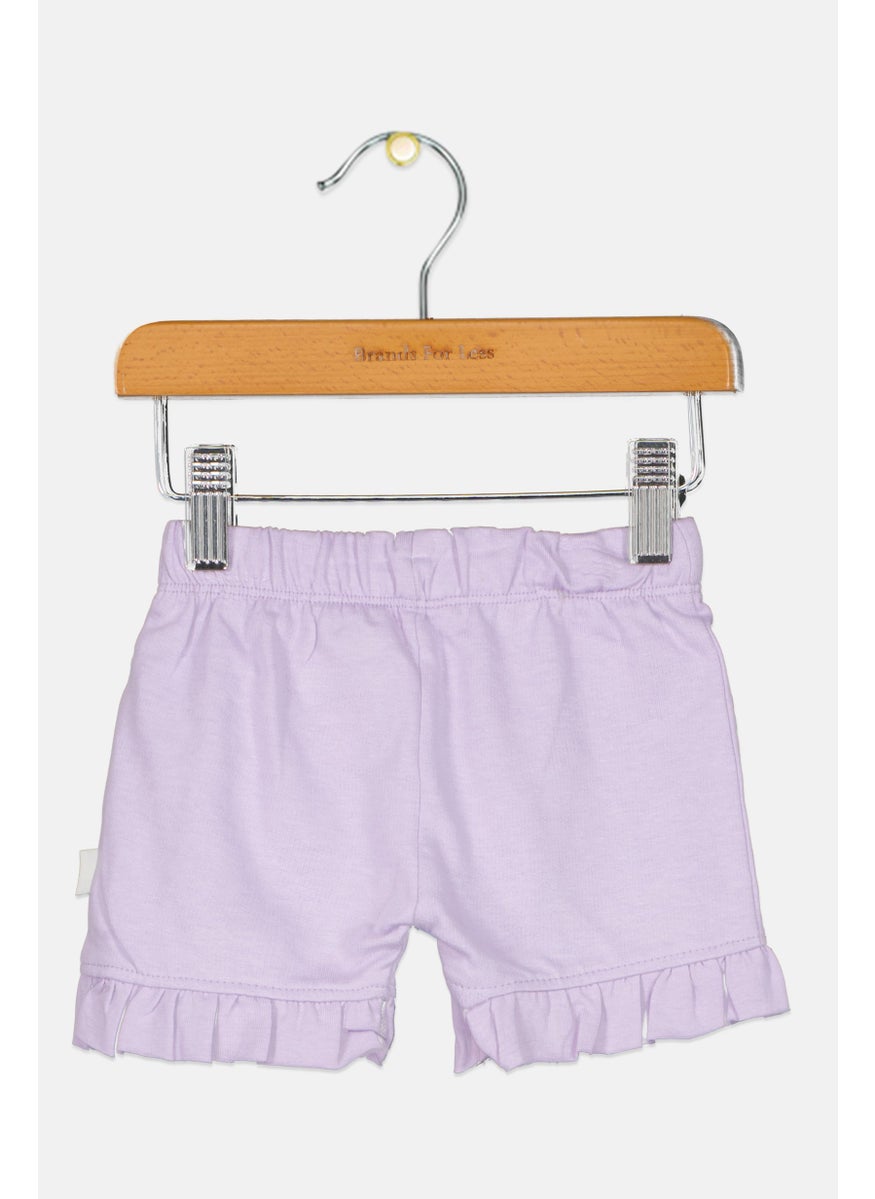 Cheekee Munkee - Toddlers Girl Plain Pull On Shorts, Lavender - Image 1