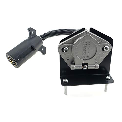ANTO 7 RV Blade to 7 Pole Round RV Trailer Plug Wire Harness Electrical Quick Converter Adapter with Connector Socket Mounting Bracket - Image 2