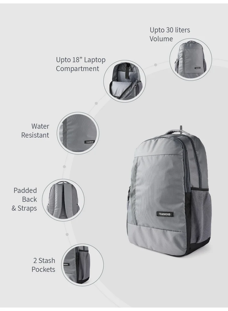 TEAKWOOD GREY Teakwood Unisex Grey 18 " Water-Resistant Laptop Backpack  | Best Price UAE
