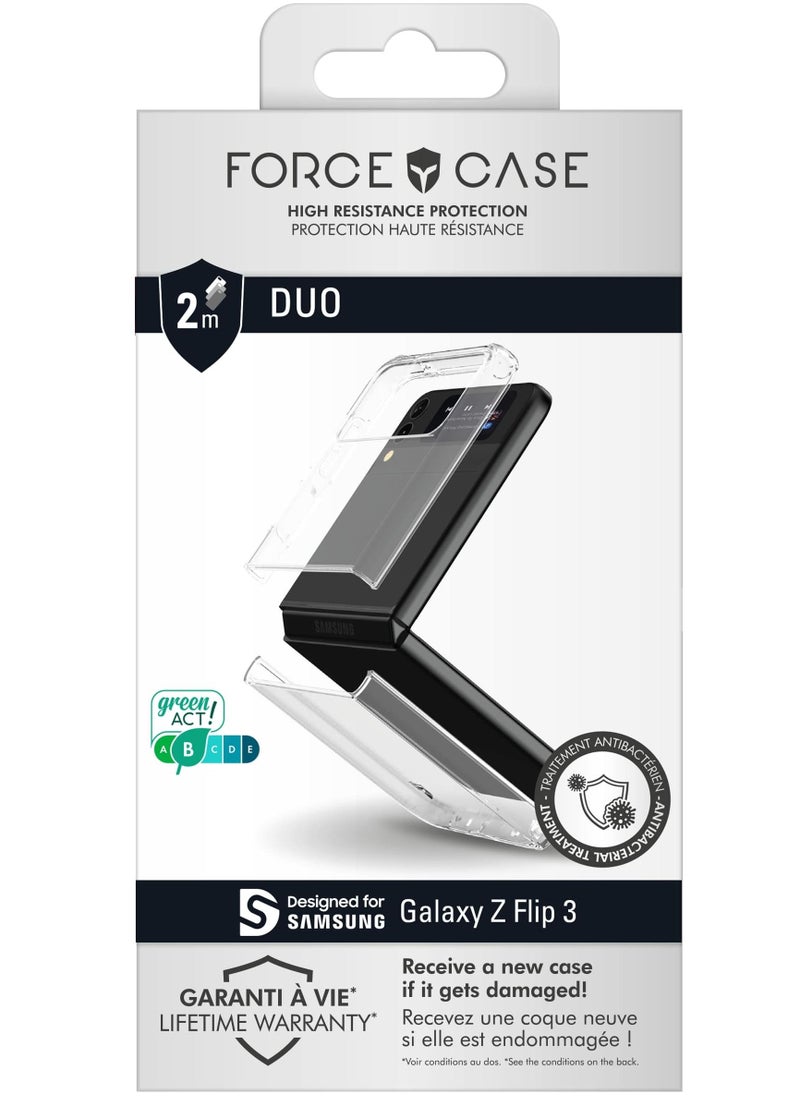 FORCE Force Case Samsung G Z Flip 3 Dual DUO Reinforced Case Lifetime Warranty Transparent  - Image 1