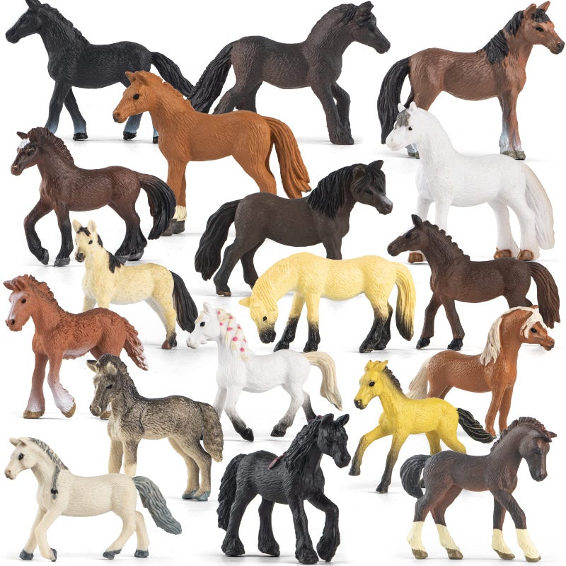 Divwa 18 Pcs Plastic Miniature Realistic Pony Horse Toy Figurine Farm Animal Toy Gift for Boy Girl Premium Horse Party Favor Decoration Cake Topper Birthday Pinata - Image 3