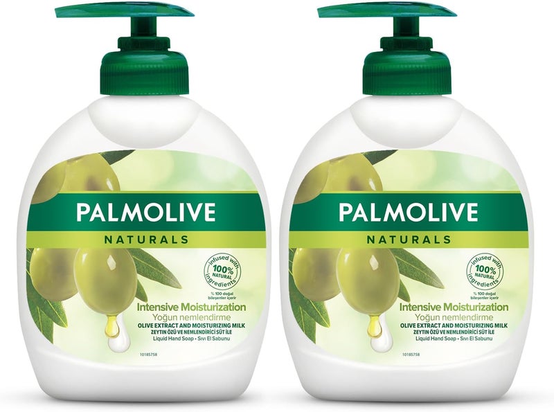 Palmolive غسول يد سائل بالموليف ناتشورالز زيت الزيتون والحليب، 300 مل - عبوة من 2 - Image 1