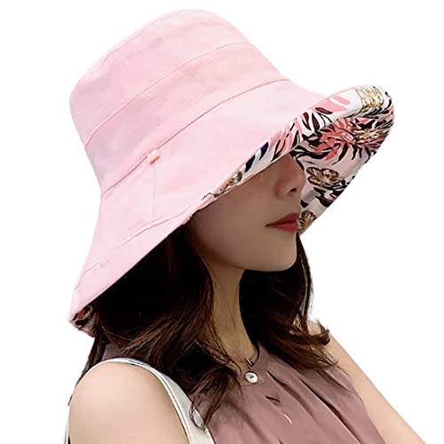 HUAMULAN Women Floral Reversible Wide Brim Sun Hats Summer UV Protection Hiking Fishing Hat Wired Edge Beach Garden Lawn Work Cap Chin Strap - Image 1