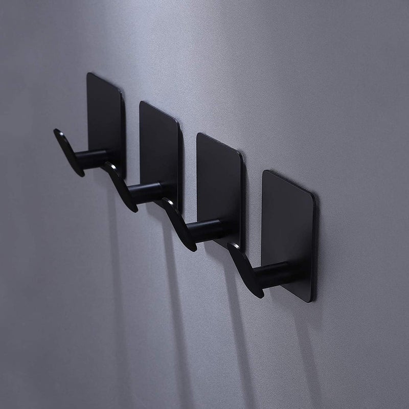 DELITON Black Towel Hook 6 Pack, Stainless Steel Stick on Wall Hooks for Hanging Coat Robe Hat, Self Adhesive Hooks, Heavy Duty, No Damage - Image 2